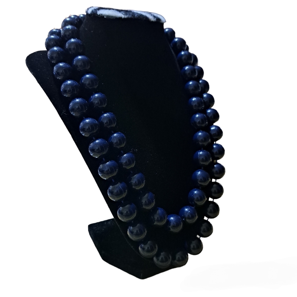 Women's‎ Drak Blue Round Beads Necklace Size 11.5 Inches